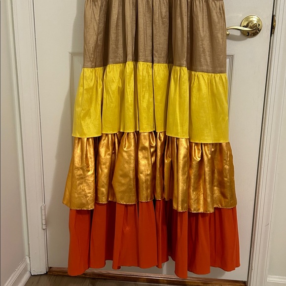 Kimberly Goldson Mari Copper Multi Tiered Maxi Dress Size 8 - Picture 12 of 16